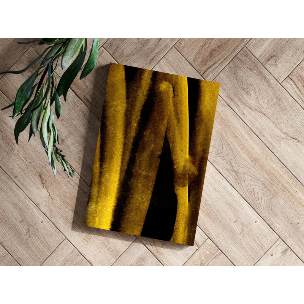 Golden black abstract textured brushstrokes on insigne aluminum prints