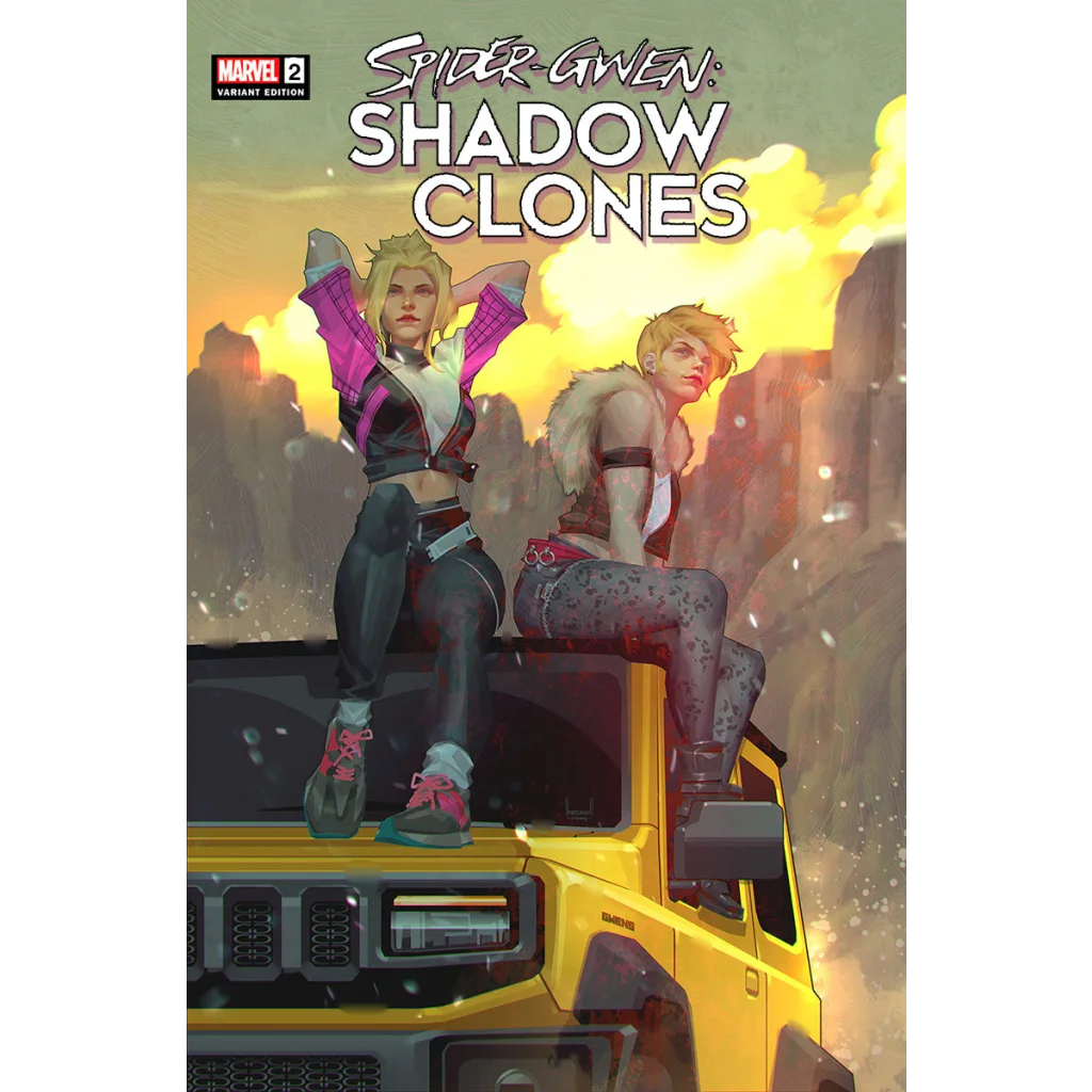 Comic book Shadow Clones Issue 2 with blonde women on yellow vehicle adventure