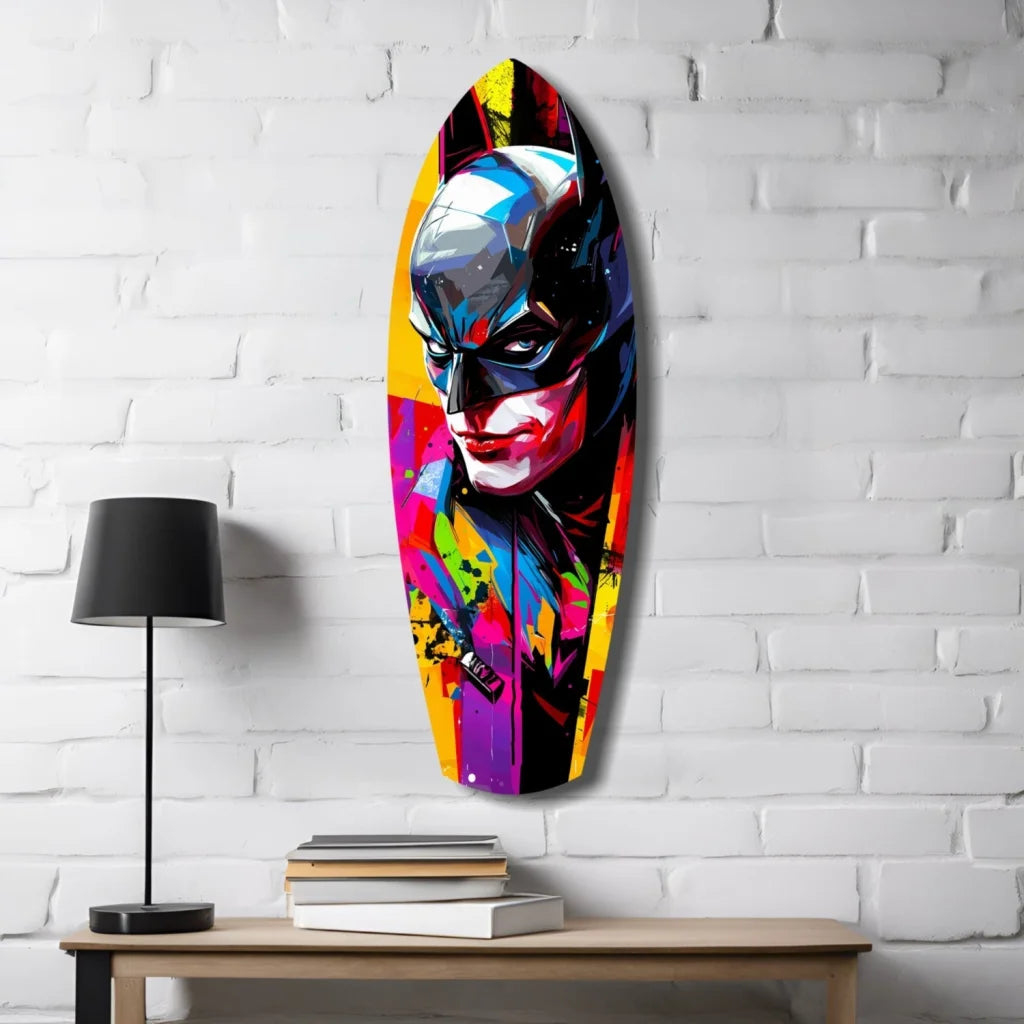 Batman Surfboard Tempered Glass Art for Your Wall | Contemporary Home Wall Art | vintageantiquesgifts.com