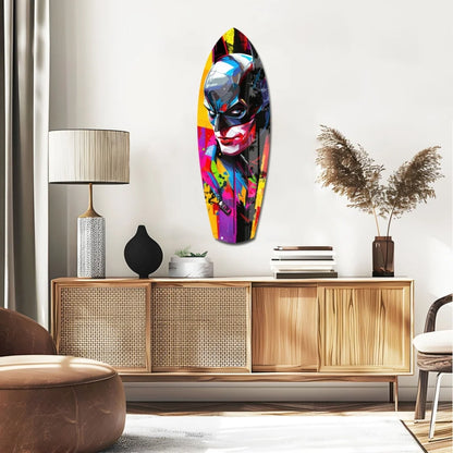 Batman Surfboard Tempered Glass Art for Your Wall | Glass Wall Art Print | vintageantiquesgifts.com
