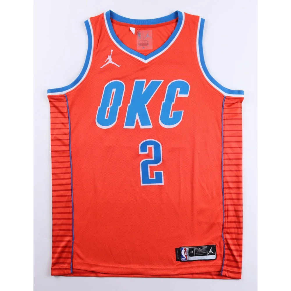 Red and blue OKC Thunder jersey with Shai Gilgeous Alexander signature and JSA auth