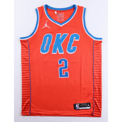 Red and blue OKC Thunder jersey with Shai Gilgeous Alexander signature and JSA auth