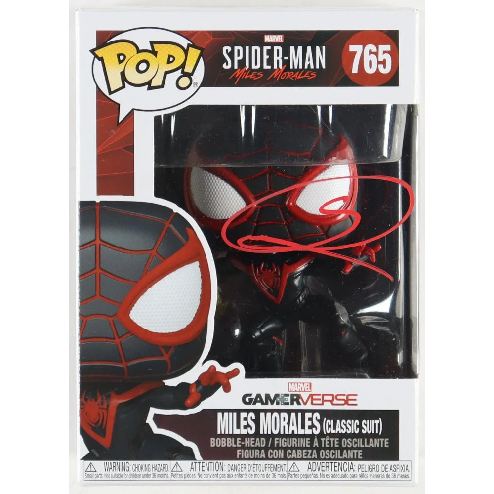Shameik Moore signed Miles Morales Funko Pop with pristine authentic COA and red autograph