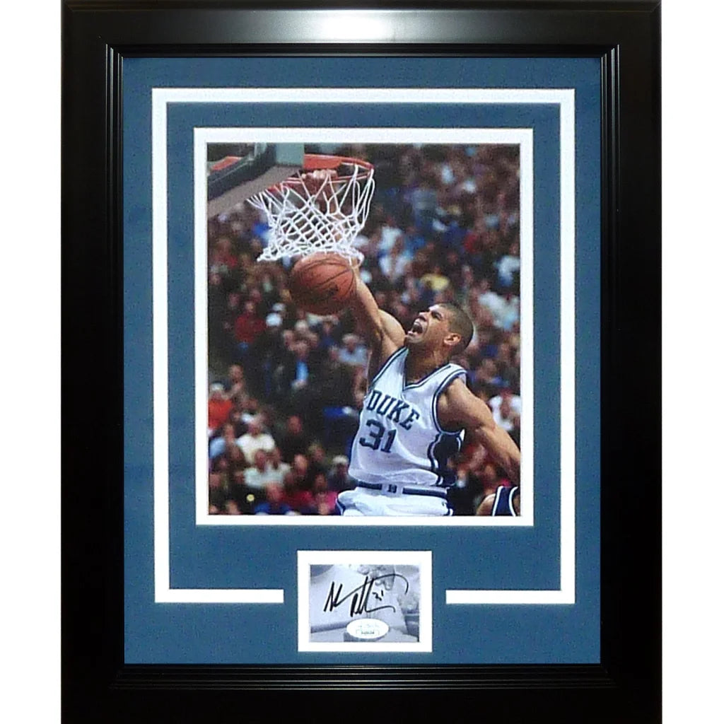 Autographed Duke Blue Devils Shane Battier signature series frame with Tyrese Maxey photo