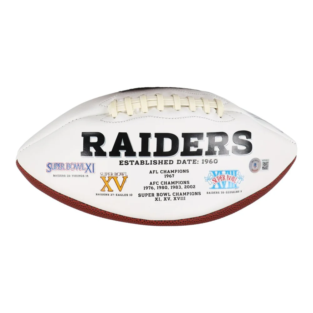 Shane Lechler signed Raiders logo football with championship details Beckett authenticated