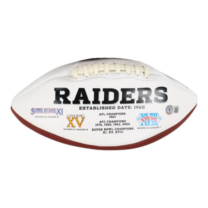 Shane Lechler signed Raiders logo football with championship details Beckett authenticated