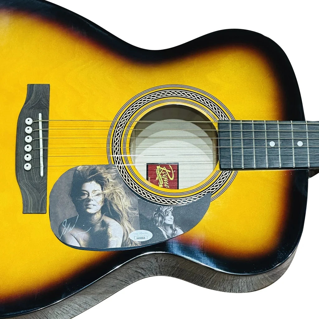 Shania Twain sunburst acoustic guitar with autograph and JSA authentication