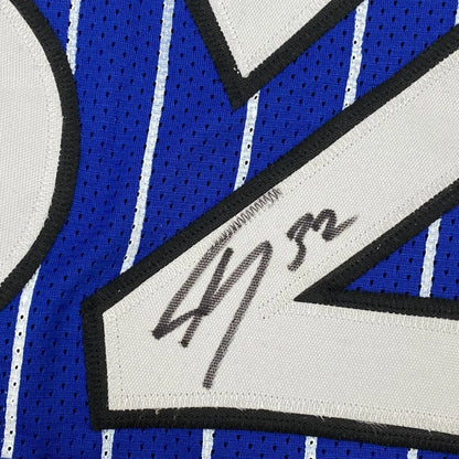 Shaq signed custom jersey number 32 blue pinstripe basketball