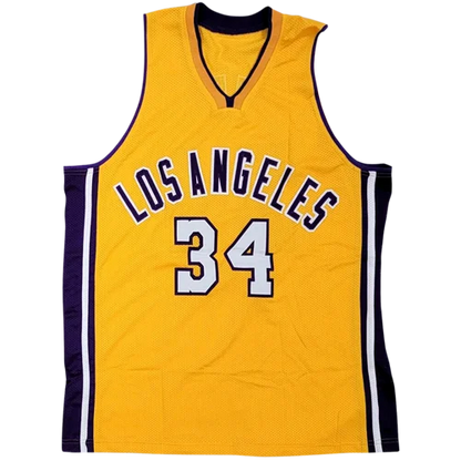 Autographed Los Angeles Lakers yellow #34 Shaquille ONeal jersey
