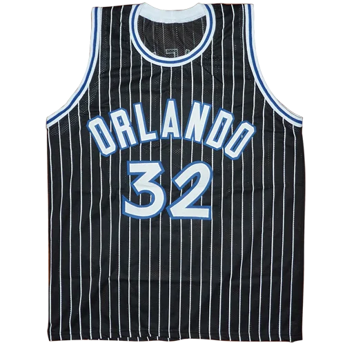 Shaquille ONeal autographed Orlando black pinstripe custom jersey number 32