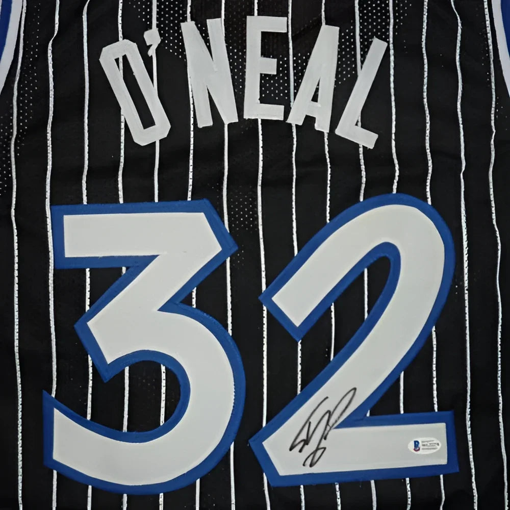 Shaquille ONeal autographed Orlando black pinstripe custom jersey #32
