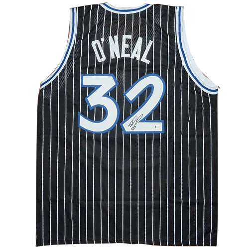 Shaquille ONeal autographed Orlando black pinstripe custom jersey #32