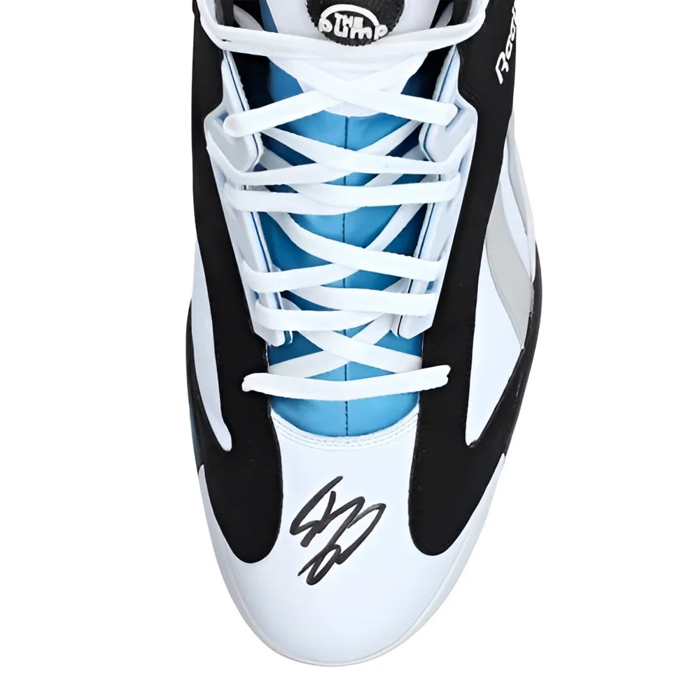 Autographed Reebok Shaq Attaq size 22 white black blue sneaker