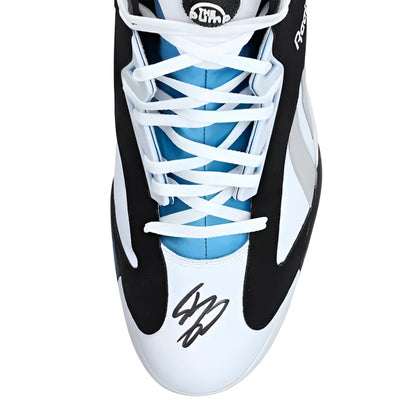 Autographed Reebok Shaq Attaq size 22 white black blue sneaker