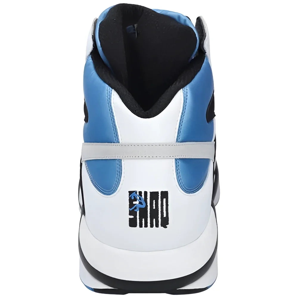 Autographed Reebok Shaq Attaq size 22 white high-top sneaker with Shaq logo