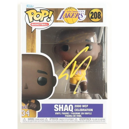 Shaquille ONeal signed Lakers Funko Pop 208 in yellow purple box