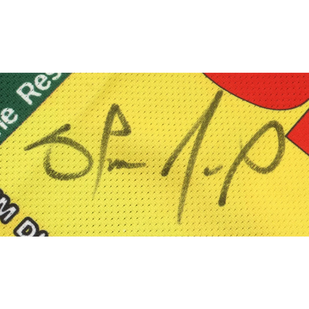 Shawn Kemp signed SuperSonics Mitchell & Ness authentic jersey with yellow mesh