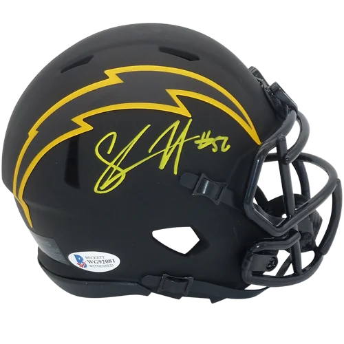 Shawne Merriman autographed San Diego Chargers mini helmet with yellow lightning bolt