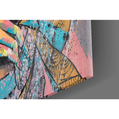 Vibrant dreamcatcher woman pop art canvas wall art with turquoise pink gold splashes