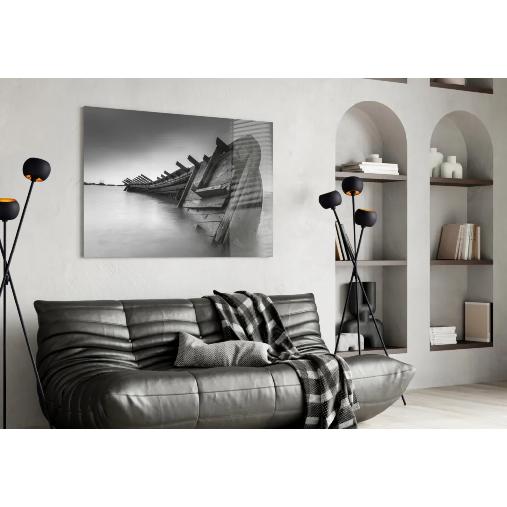 Stunning Shipwreck Glass Wall Art in Timeless Black and White | Contemporary Home Wall Art | vintageantiquesgifts.com