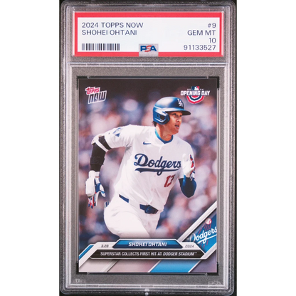 Shohei Ohtani 2024 Topps Now PSA Gem Mint 10 baseball card in case