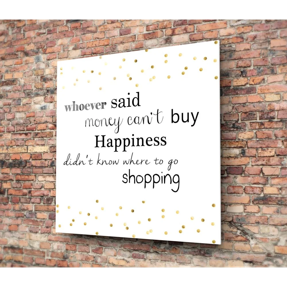 Stunning tempered glass art with gold confetti and cursive text