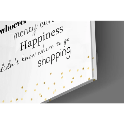 Stunning tempered glass art with gold confetti and motivational text