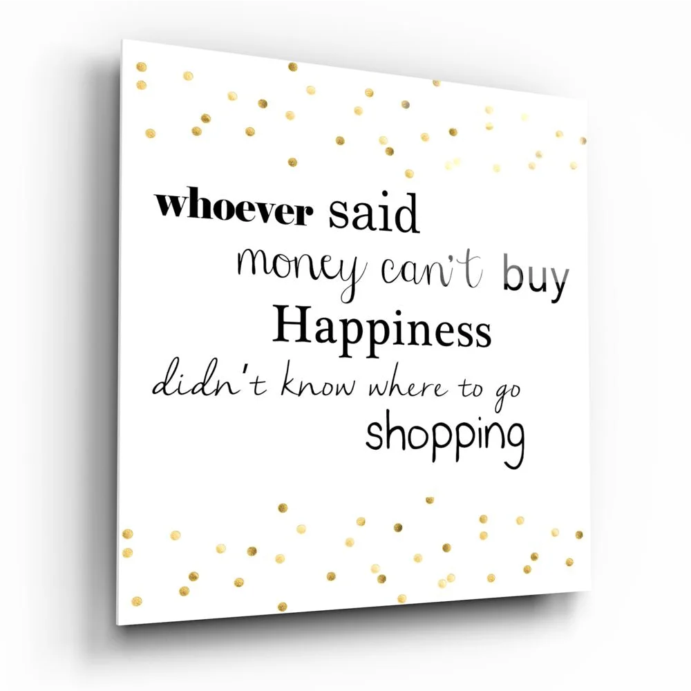 Stunning tempered glass art with gold confetti and cursive text