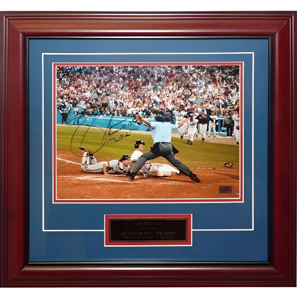 Sid Bream slide deluxe framed 11x14 autographed baseball photo