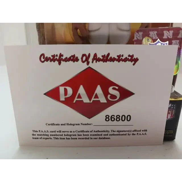 Certificate of Authenticity from PAAS for Chiefs signed autographed Funko Pop Patrick Mahomes II Gold
