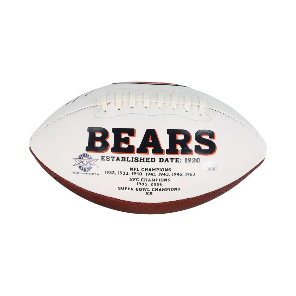 White and orange Signed Bears Logo Football inscribed Chicago NFL commemorative