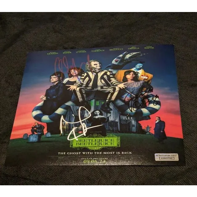 Autographed Beetlejuice Beetlejuice poster featuring Jenna Ortega and Michael Keaton