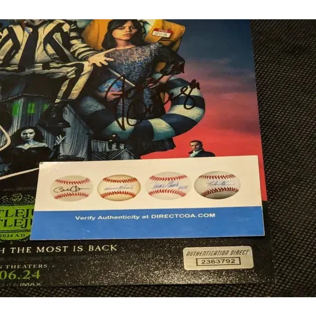 Signed Beetlejuice poster with Jenna Ortega Michael Keaton certificate of authenticity