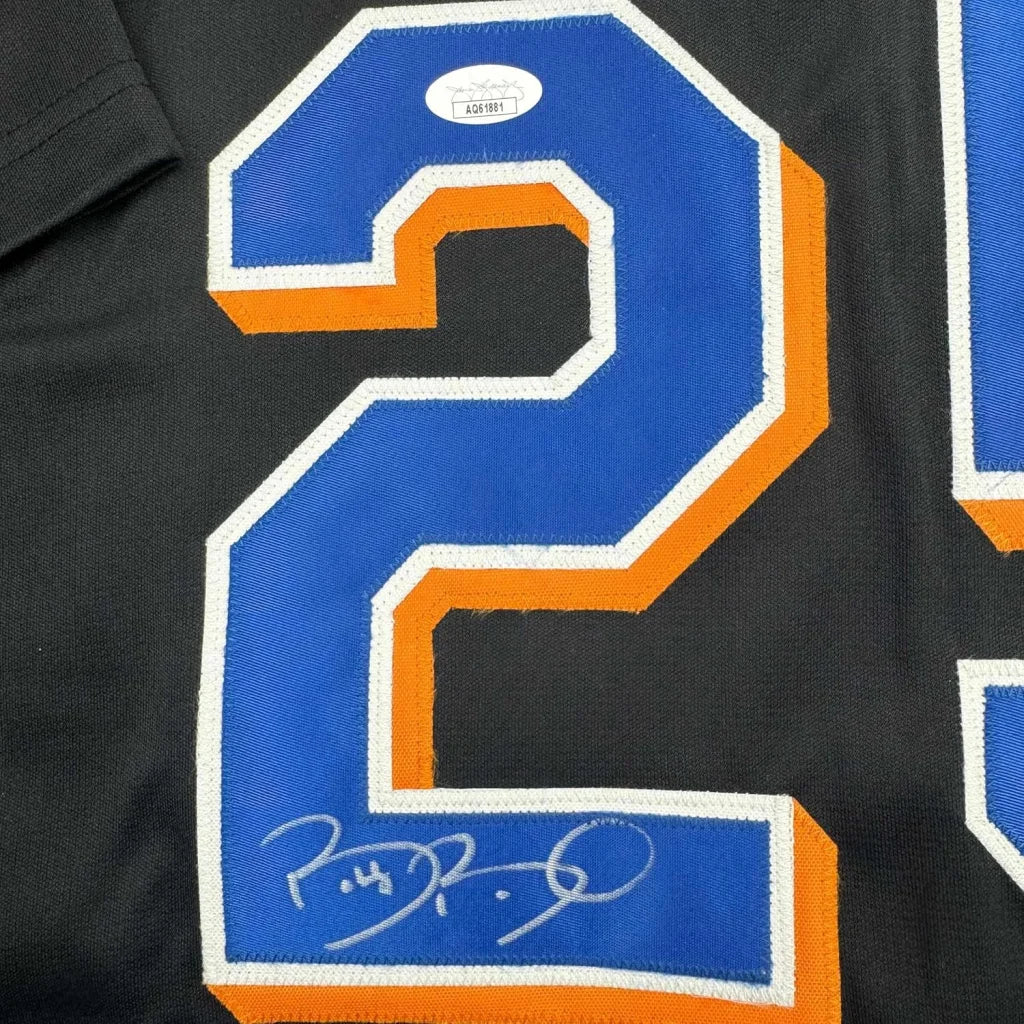 Signed Bobby Bonilla Mets jersey with blue and orange 21 number and autograph below 2