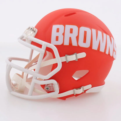 Signed Browns Amp alternate speed helmet in orange with white facemask collectible