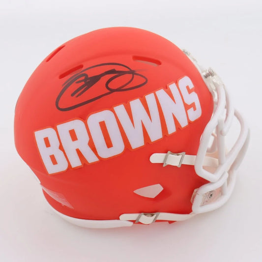 Orange Browns Amp Alternate Speed Helmet with Black Signature for Collectible Fans