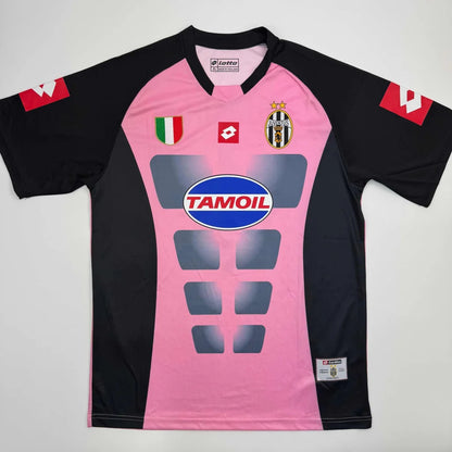 Signed Buffon pink and black muscle soccer jersey with Tamoil logo