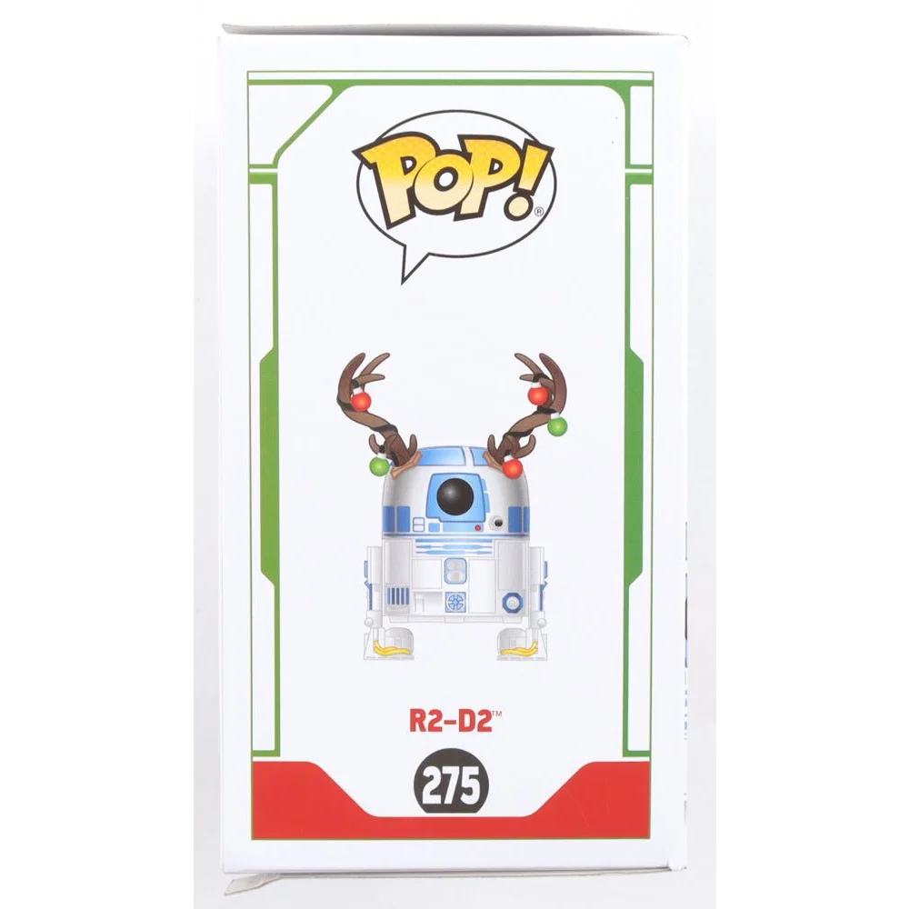 Holiday-themed R2-D2 bobble head collectible signed by Christine Galey for Star Wars fans