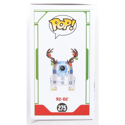 Holiday-themed R2-D2 bobble head collectible signed by Christine Galey for Star Wars fans