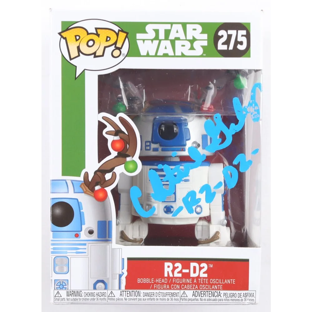 Signed Christine Galey R2-D2 bobble head figure with blue autograph, fun Star Wars collectible