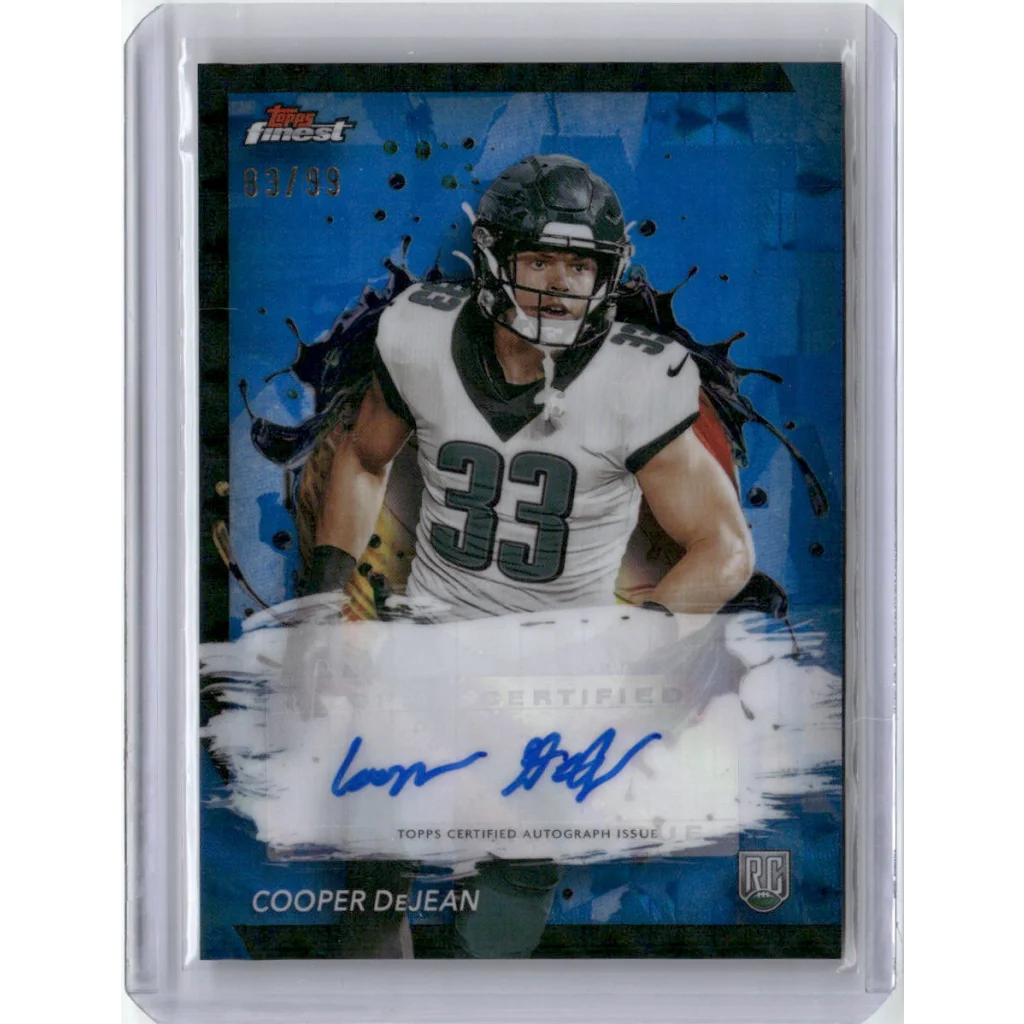 Autographed Cooper DeJean football rookie card from Signed Cooper DeJean Topps Rookie Card with Authentication