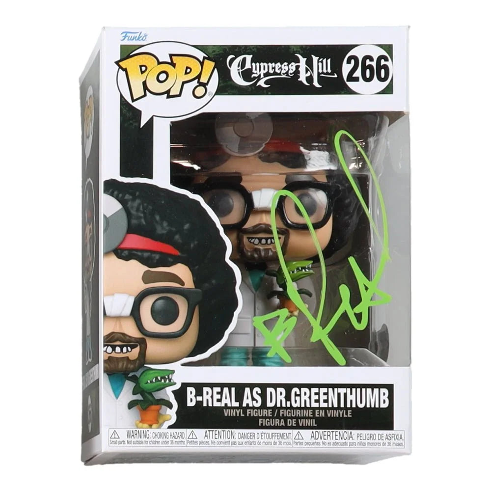 Signed Cypress Hill B Real Dr Greenthumb Funko Pop figure with green autograph