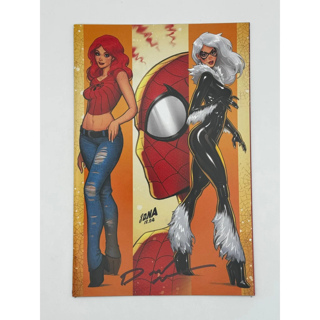 Signed David Nakayama Spider-Man mask with red black fur trim