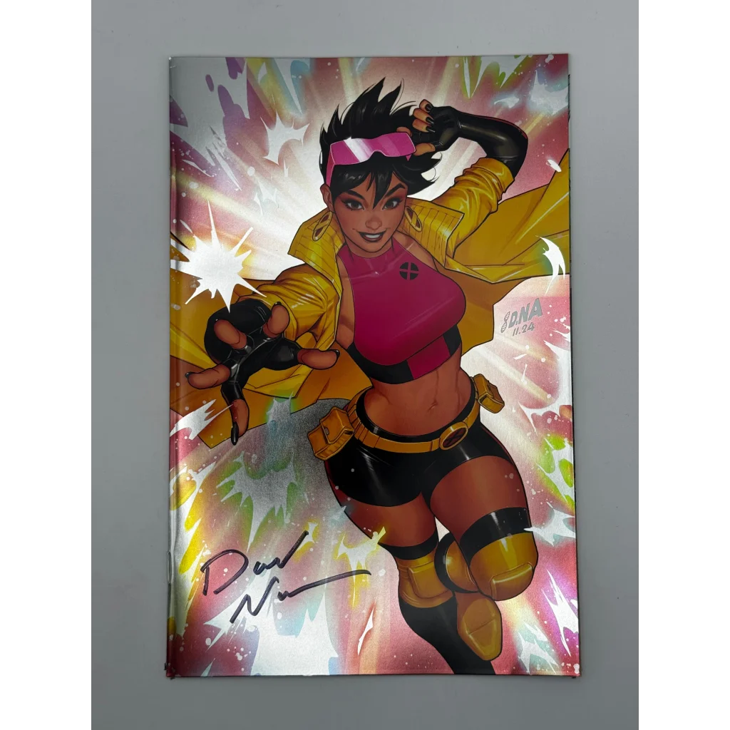 Signed David Nakayama foil X-Men variant comic in yellow black pink