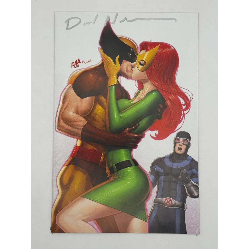 Comic book cover of Wolverine and Jean Grey kissing by David Nakayama from Unknown Comics David Nakayama series