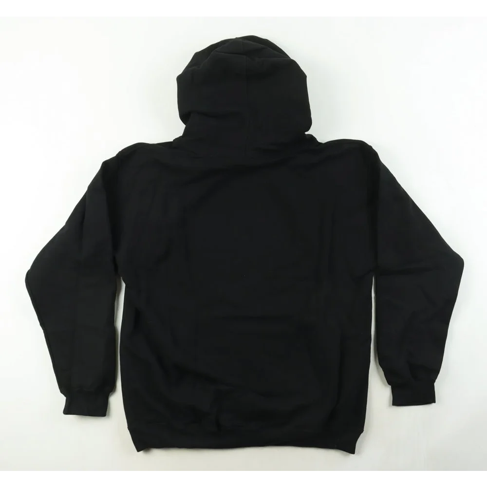 Black hooded sweatshirt with long sleeves and ribbed cuffs, featuring Fanatics Hologram