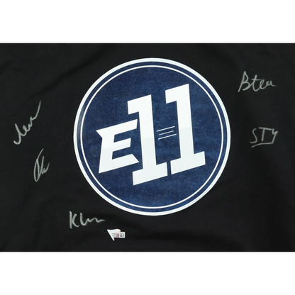 Black fabric gaming hoodie with Fanatics hologram and E11 logo detail