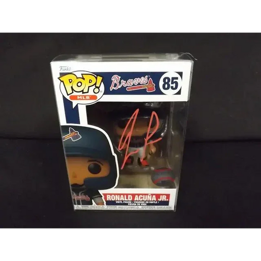 Autographed Acuna Jr Braves signed Funko Pop collectible figure for Braves fans