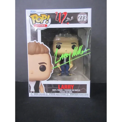 Zootv signed funko pop U2 Larry Mullen Jr collectible figure in box with autograph