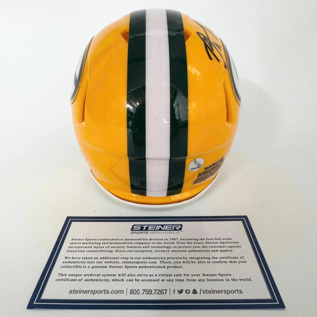 Green Bay Packers mini football helmet with certificate of authenticity for sale